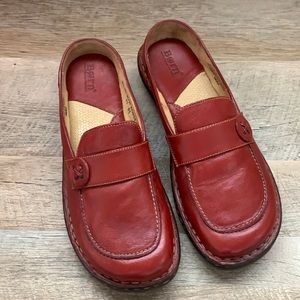 Born women’s leather slip ons Red leather!! 8.5